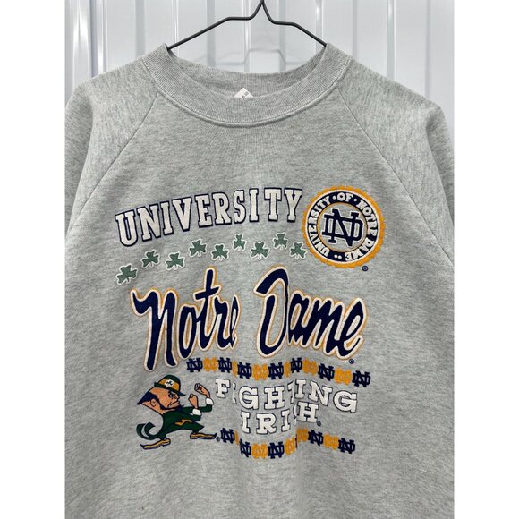 Vintage Notre Dame Fighting Irish Sweatshirt, 90s NCAA Crewneck Size 2XL - Picture 3 of 4
